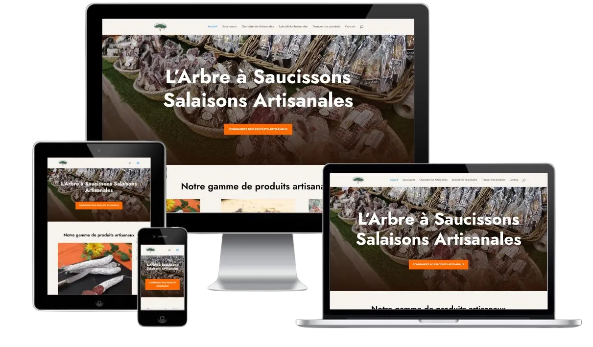 Page d’accueil du site L’Arbre à Saucissons, saucissons et charcuteries artisanales
