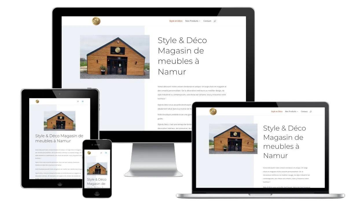 Page d’accueil du site Style & Déco, magasin de meubles à Ohey