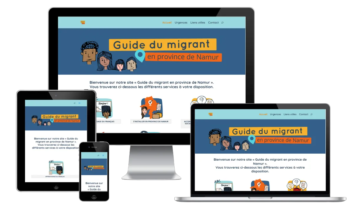 Page d’accueil du Guide du Migrant en Province de Namur