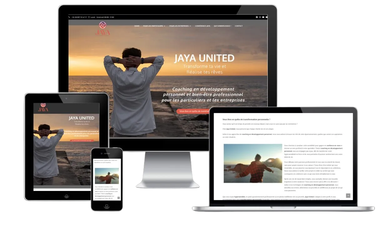 Page d’accueil du site Jaya United