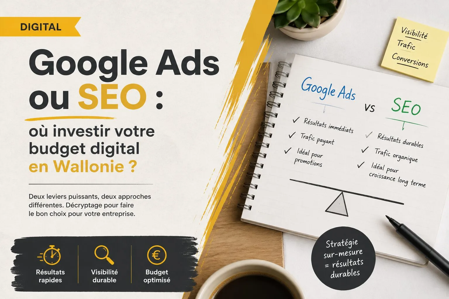 Google Ads ou SEO : où investir en Wallonie ? (2026)