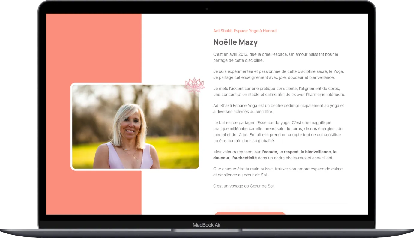 La présentation des cours sur le site Adi Shakti Yoga