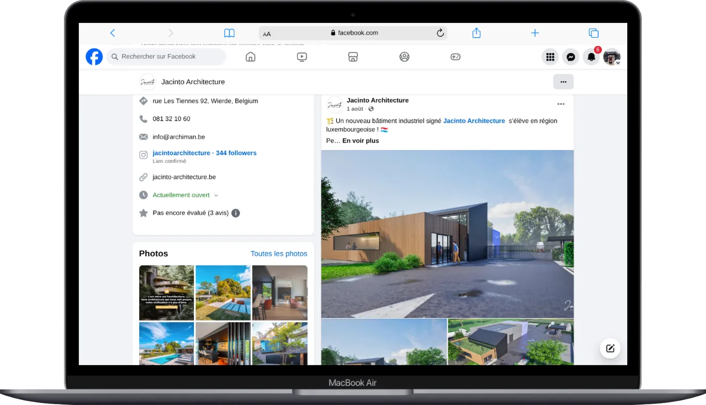 La communication de Jacinto Architecture sur les réseaux sociaux