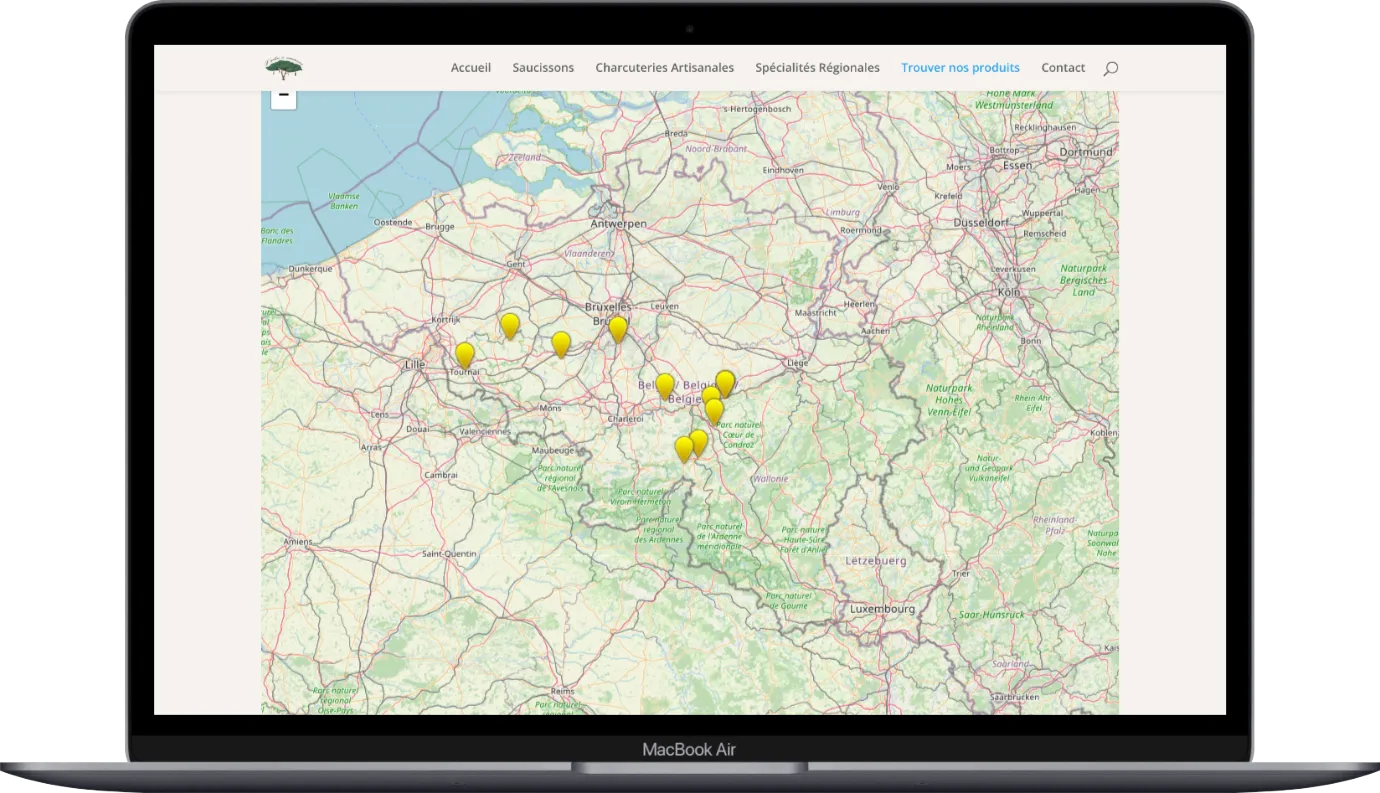 Les pages du site L’Arbre à Saucissons sur ordinateur portable