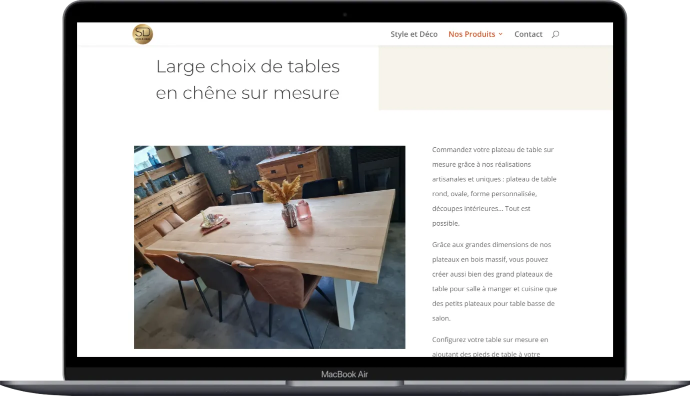 Les pages du site Style & Déco sur ordinateur portable