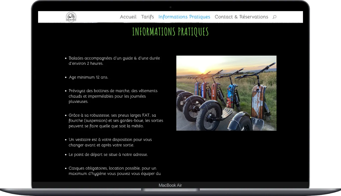 La présentation de l’activité sur le site Tous en Trott